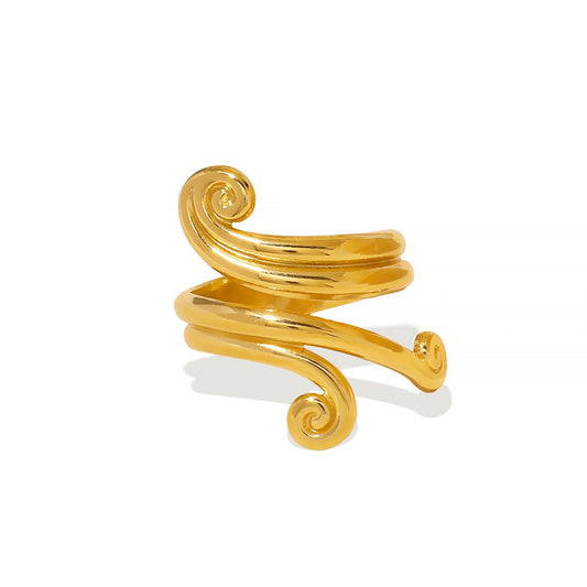 Wave of swirls ring