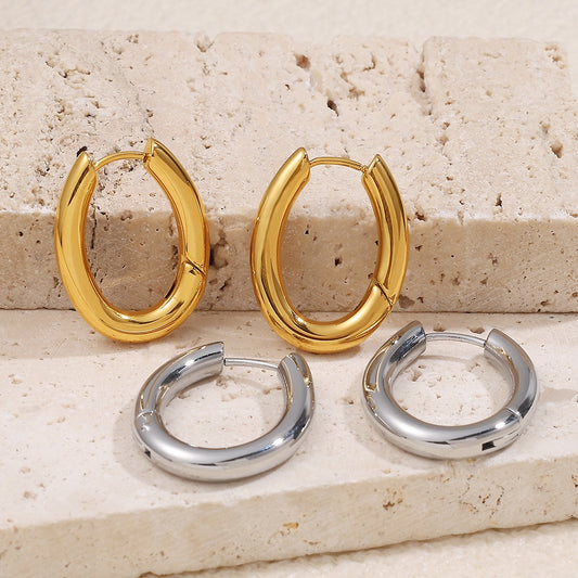 Chubby u shape hoops earrings