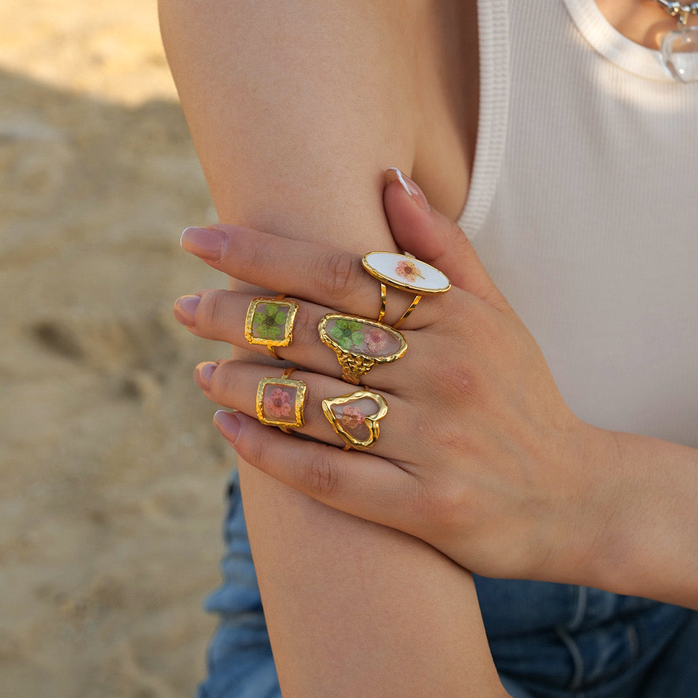 Real dry flower rings