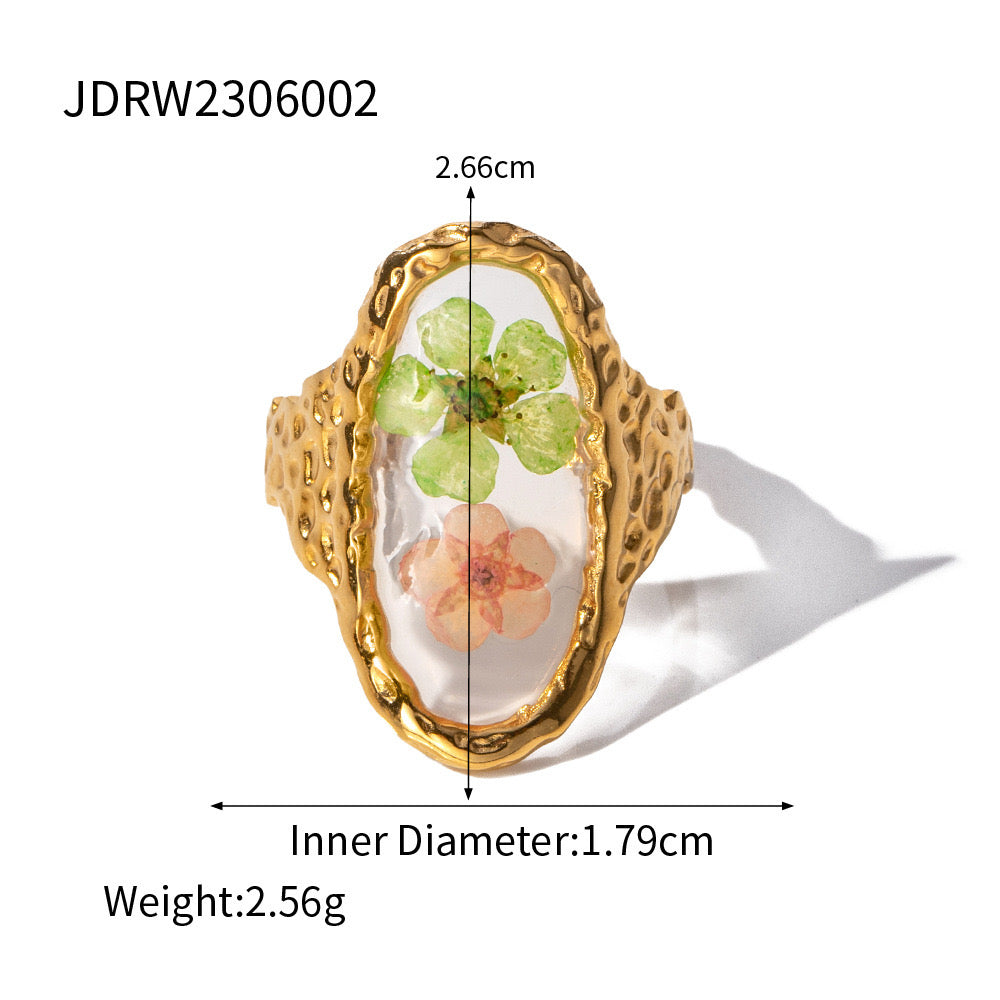 Real dry flower rings