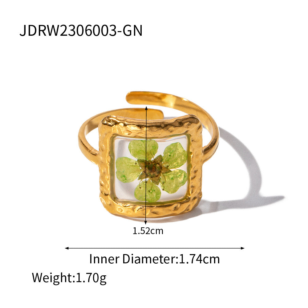 Real dry flower rings