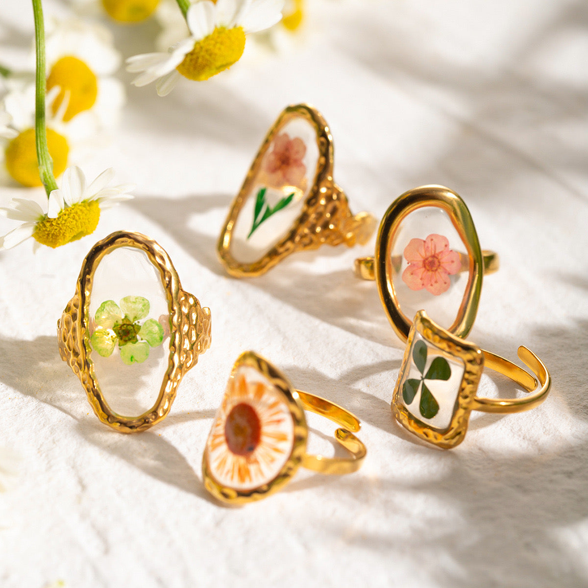 Real dry flower rings