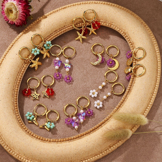 Beady handmade hoop earrings