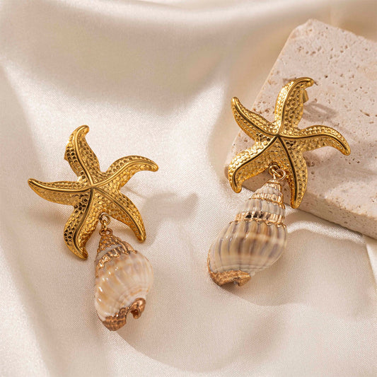 Starfish natural shells earrings