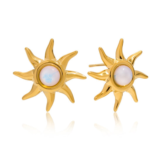 Moon stones sun earrings