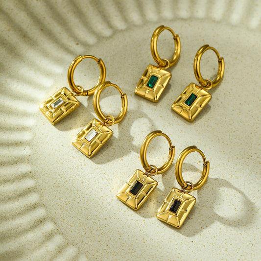 Square rock earrings
