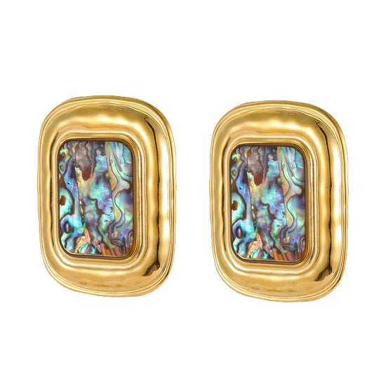 Oyster shell square vintage earrings