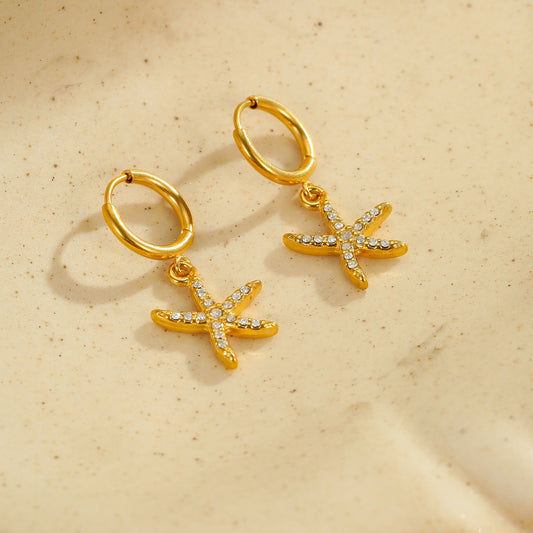 Dainty starfish hoop earrings