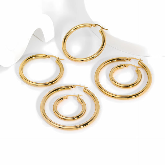 Big statement round hoops earrings