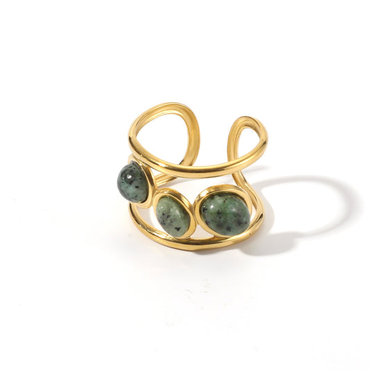 Olive stone band ring
