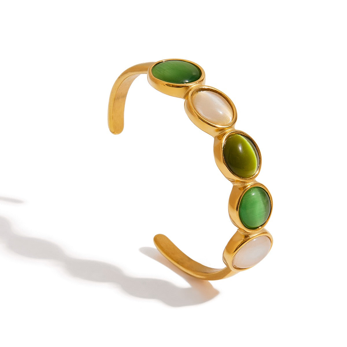 Green cat eye stone bangle