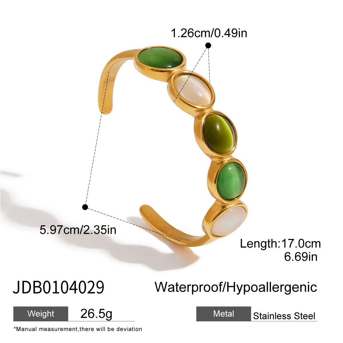 Green cat eye stone bangle