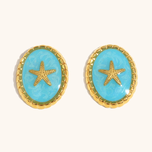 Blue starfish earrings