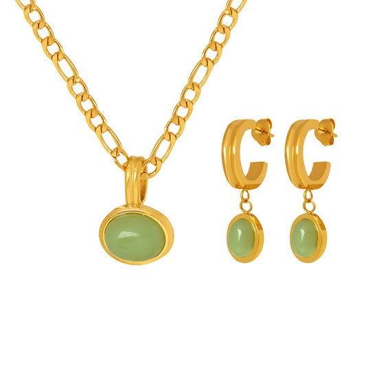 Green stone earrings