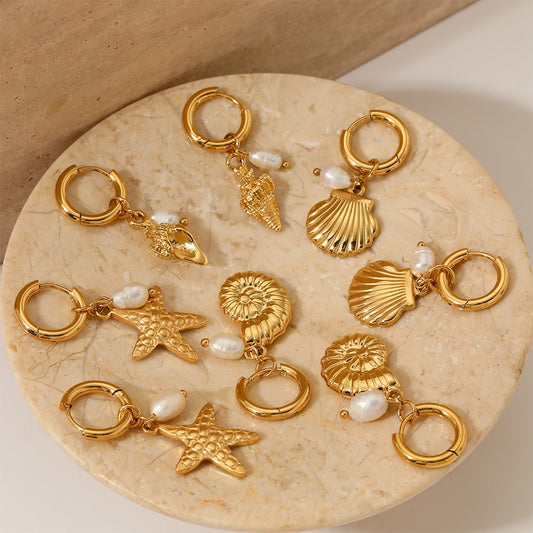 Ocean pearl hoops