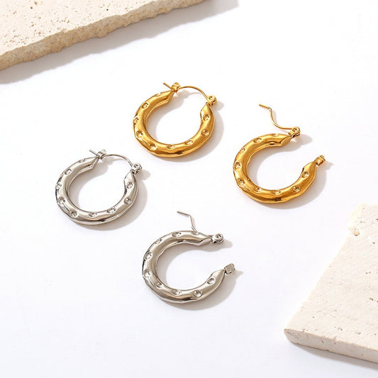 Moon face hoops earrings