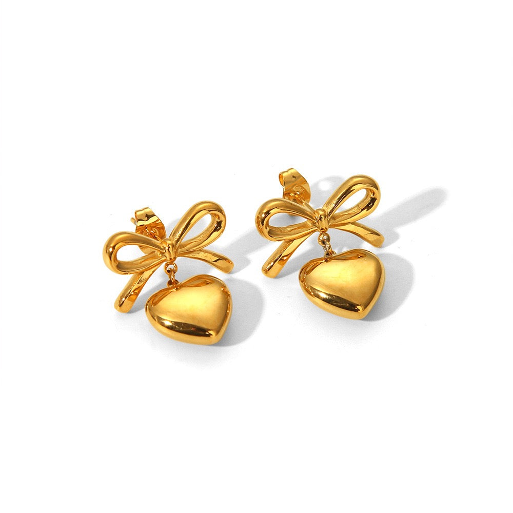 Bow heart earrings