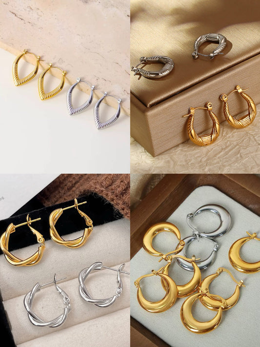 Dainty pattern hoops earrings