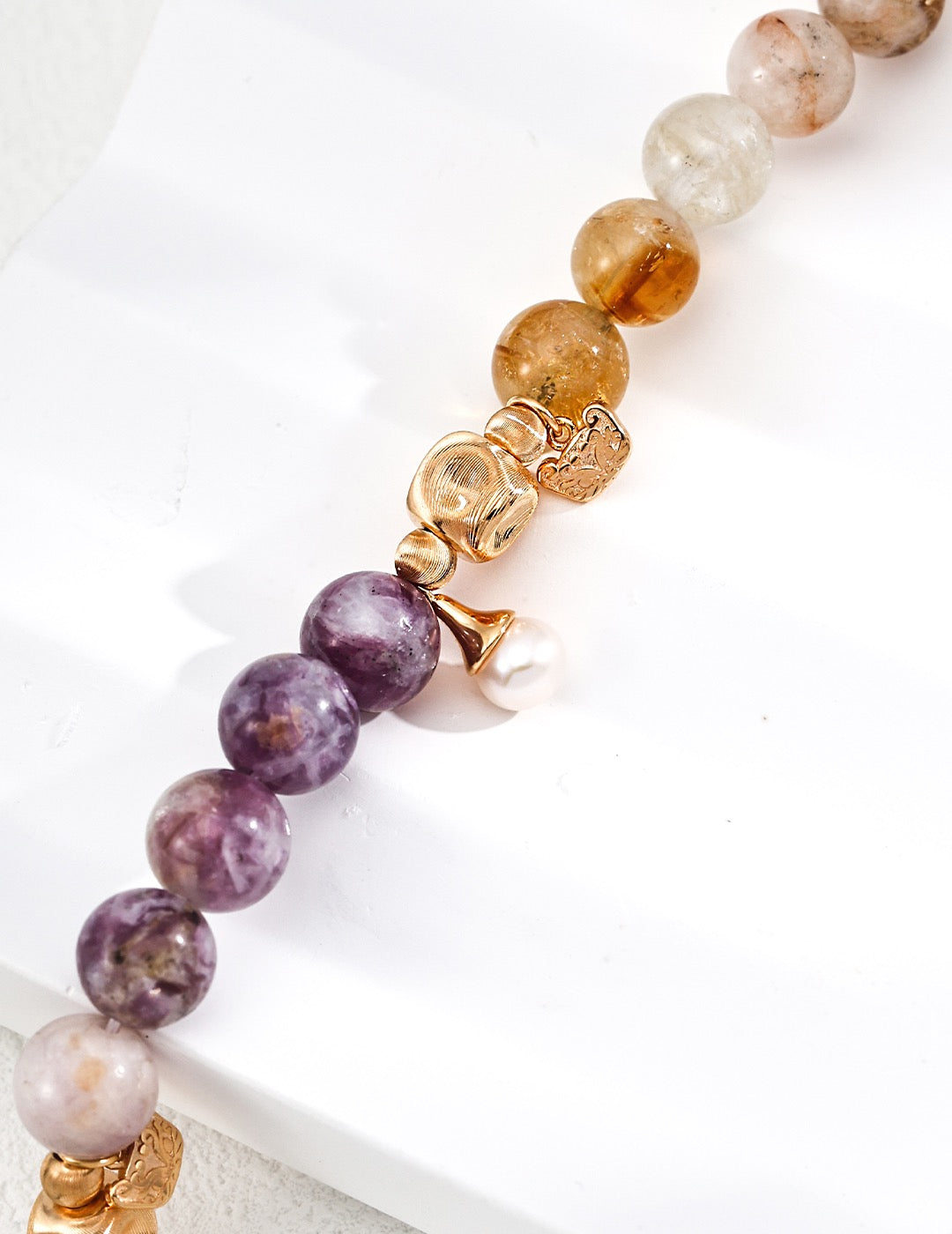 Ussingnite topaz and green fluorite gem bracelet