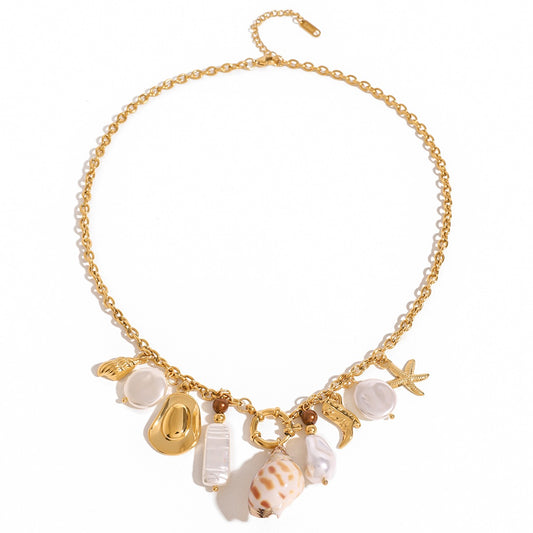 Westie shell charm necklace