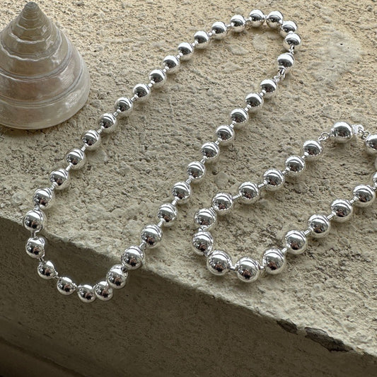 Shiny beady sterling silver necklace/bracelet