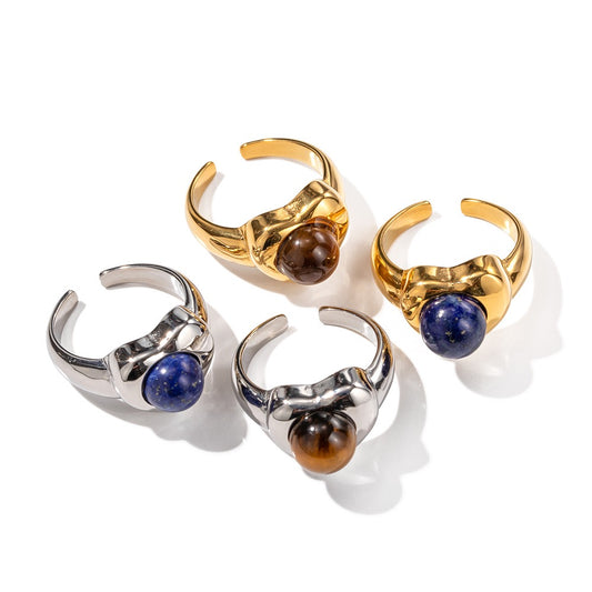 Natural stone heart rings