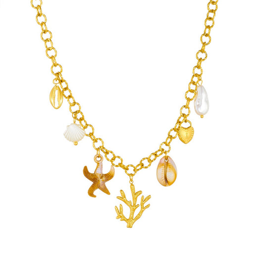 Summer coral charm necklace