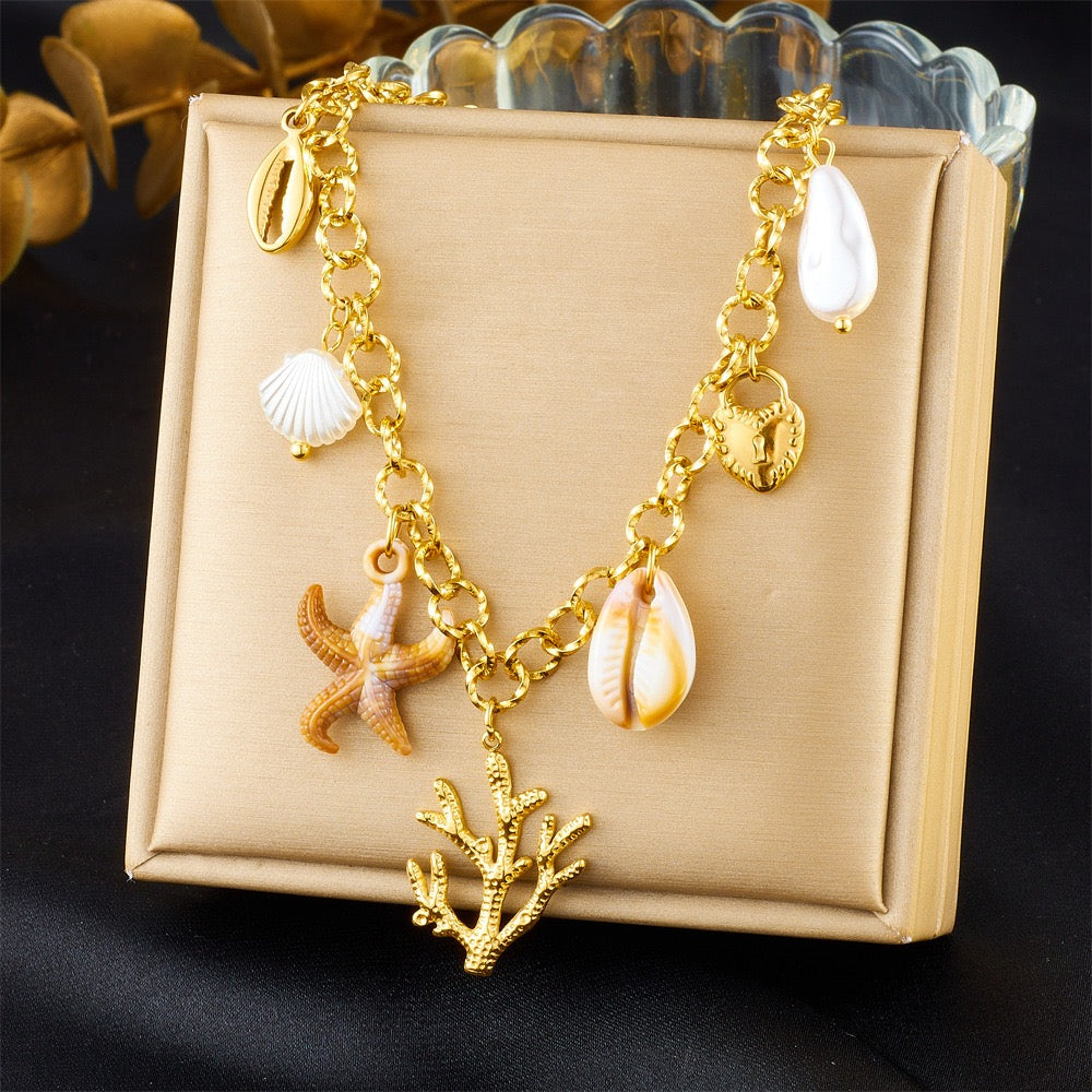 Summer coral charm necklace