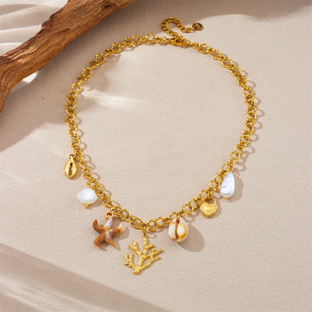 Summer coral charm necklace