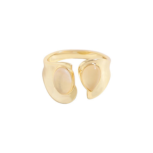 Open gem sterling silver ring