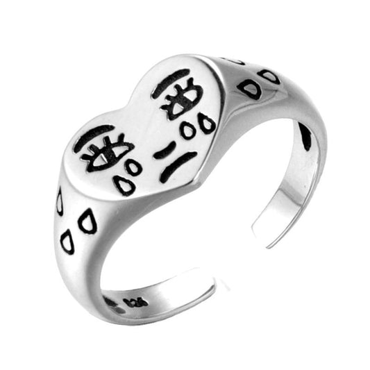Crying heart sterling silver ring