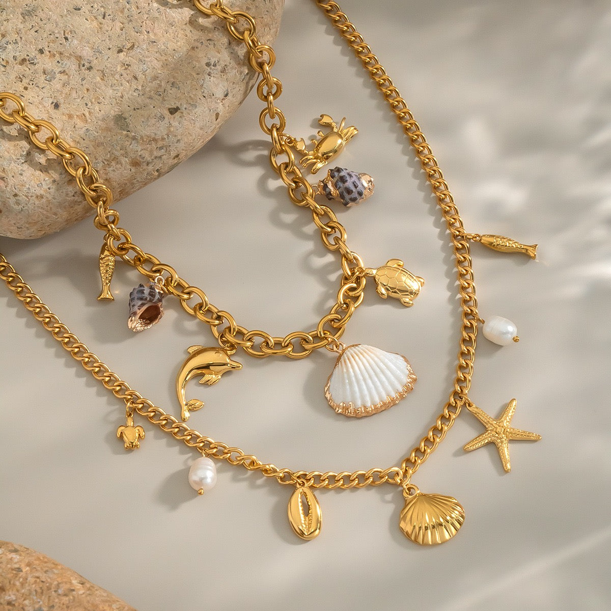 Ocean swirl charm necklaces