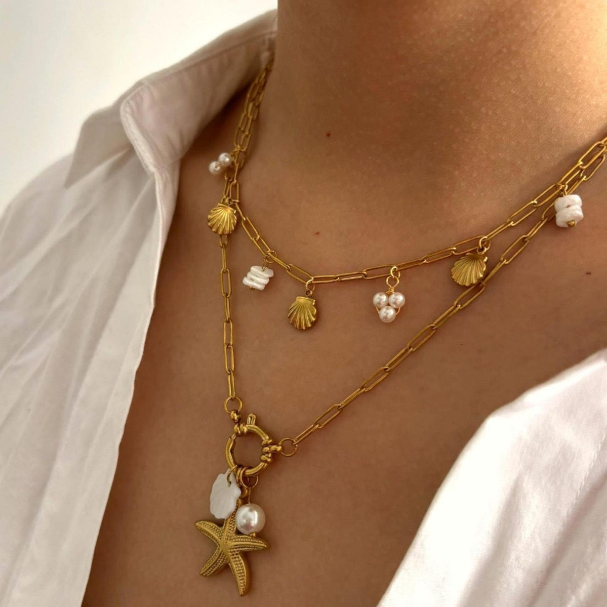 White starfish set