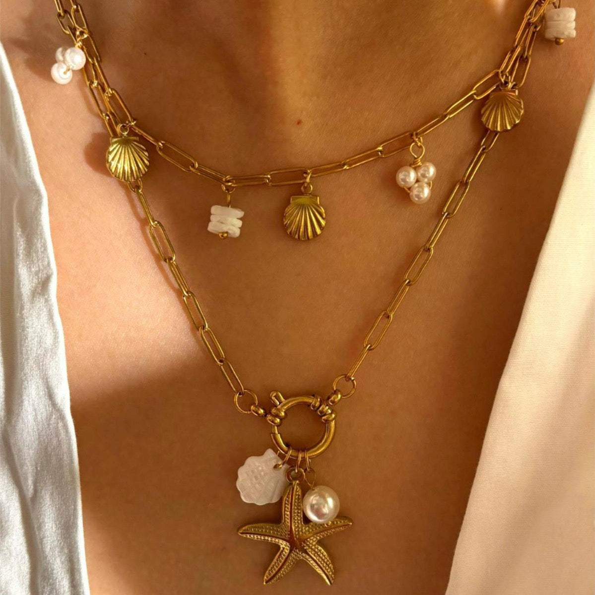 White starfish set
