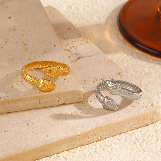 Adeline Double head snake rings