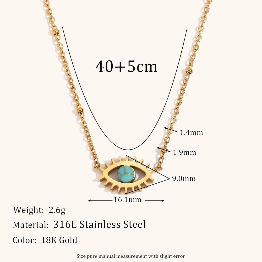 Blue turquoise eye necklace