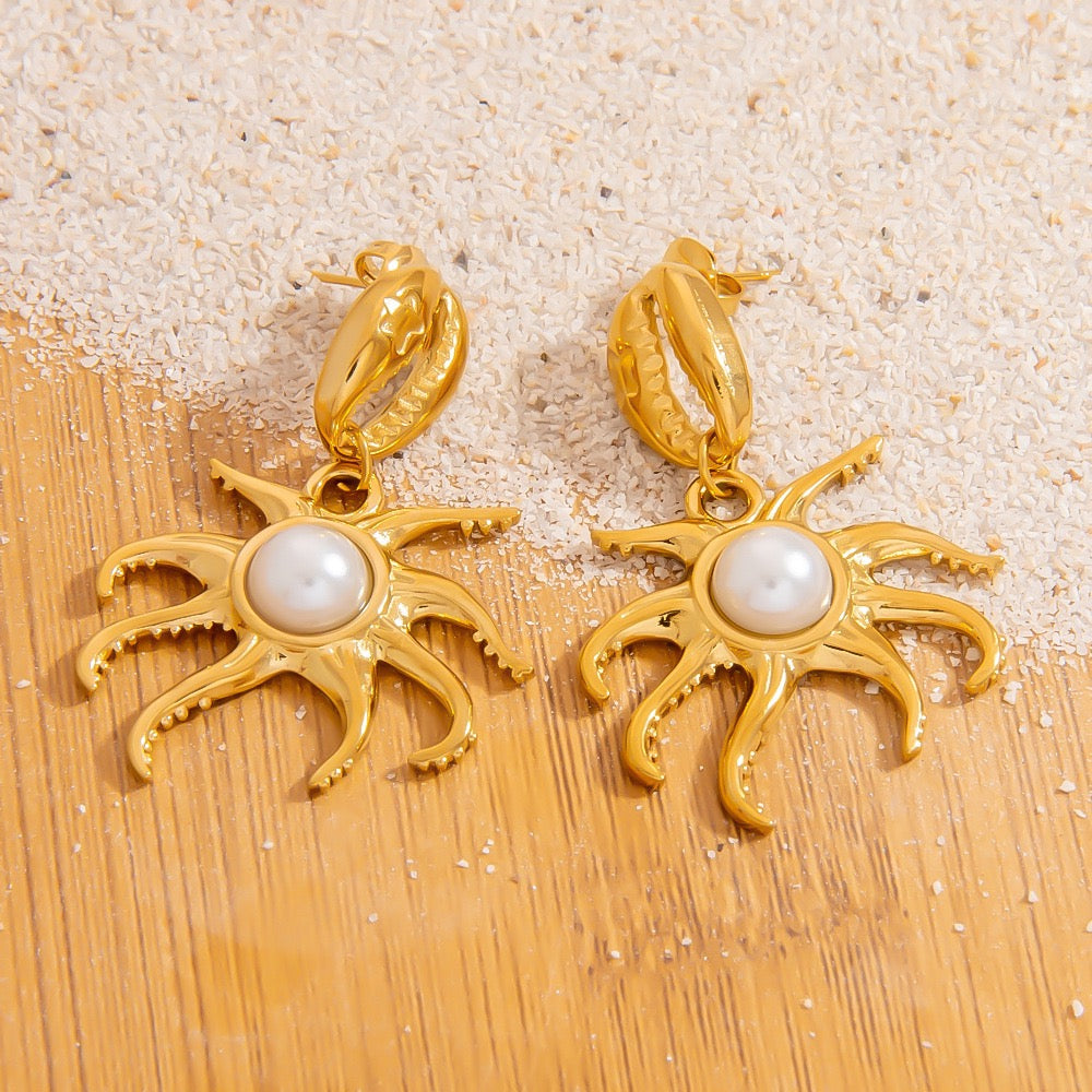 Summer creature shell earrings