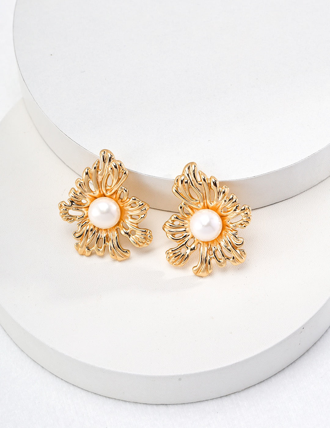 Jasper Blossom flower pearl earrings