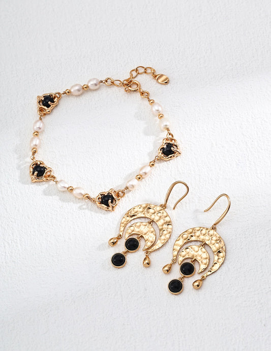 Dectar Black agate Pearl set