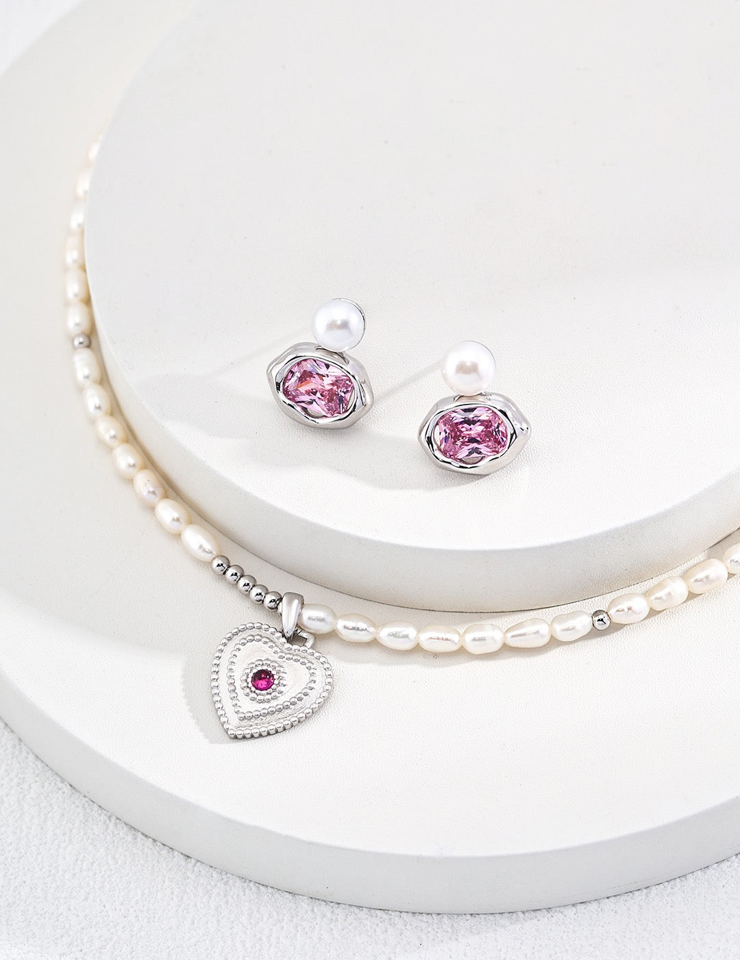 Peru Pink heart necklace