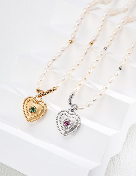 Peru Pink heart necklace