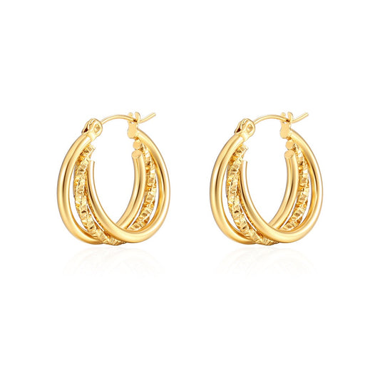 Shiny triple hoops