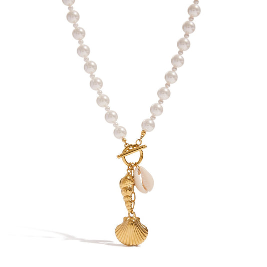 Statement charm white beach necklace