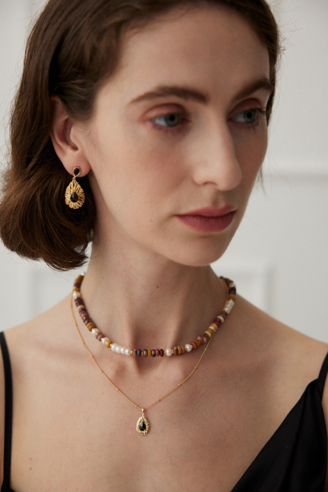 Texas Yolk stone pearl necklace